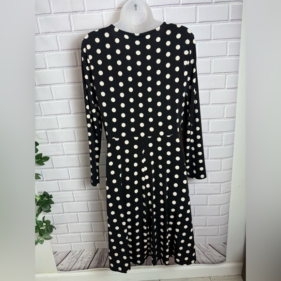 Halston Women's Polka-Dot Long-Sleeve Midi Dress/size L - Picture 10 of 10